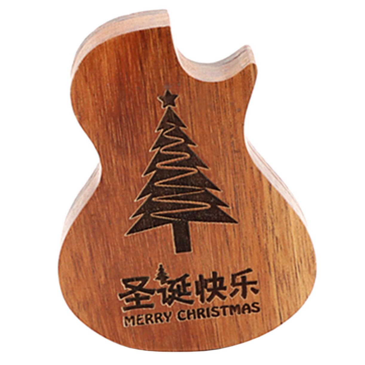 ibasenice Guitar Shaped Wooden Pick Case Compartment Storage Organizer for Guitar and Ukulele Picks Compact Design with Natural Grain for Easy Carrying and Safe Storage