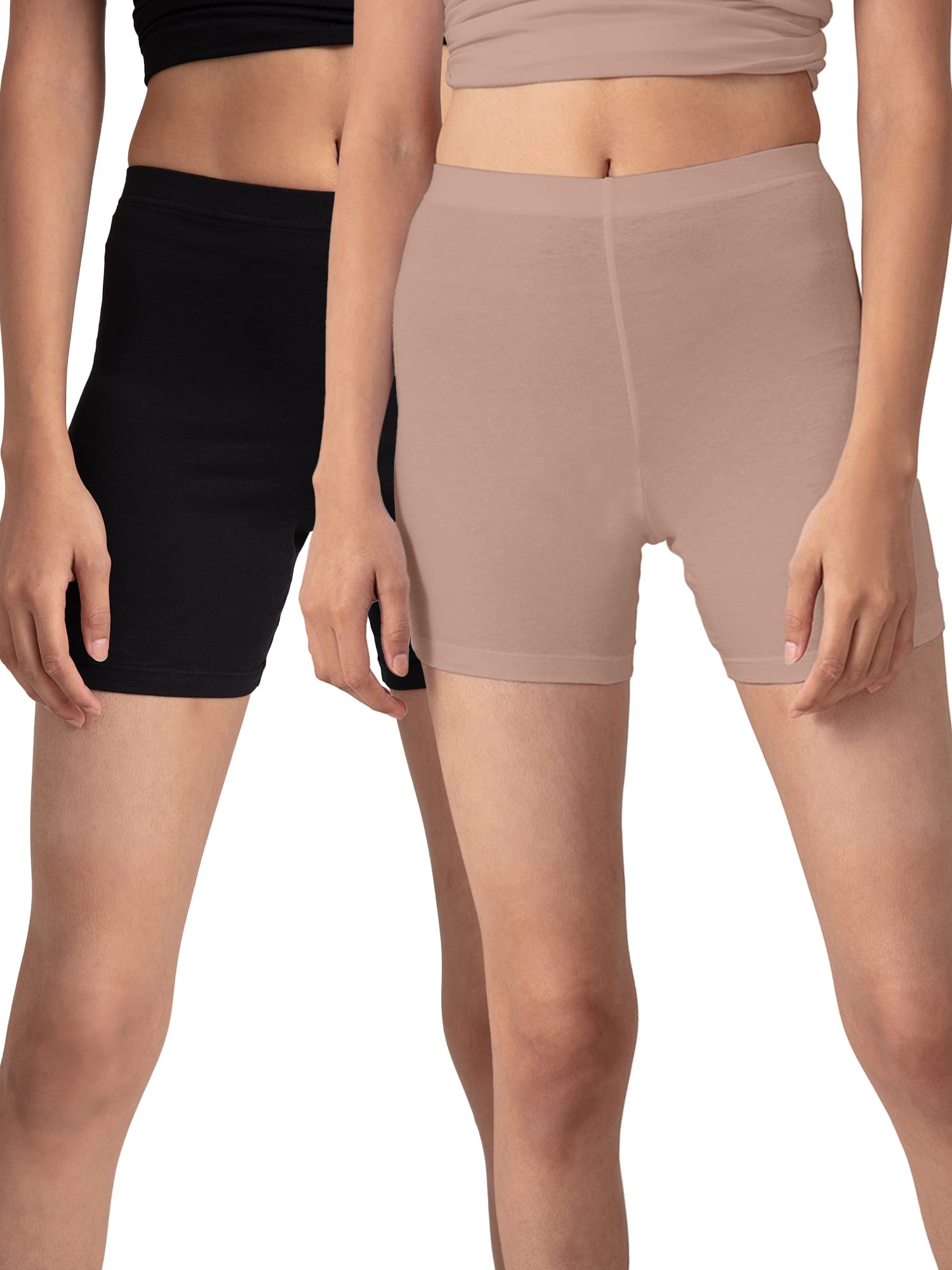 NYKD Women Durable and Concealed Waistband Stretch Cotton Cycling Shorts - Nyp083