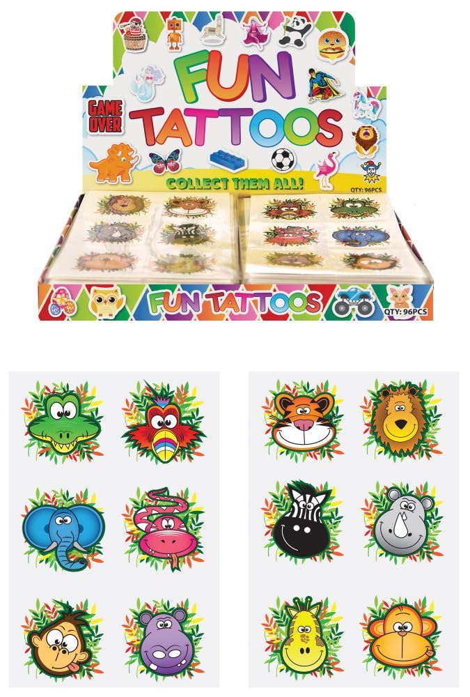 HENBRANDT TATTOOS MINI 4CM JUNGLE 6 PCS/CARD 2 ASTD