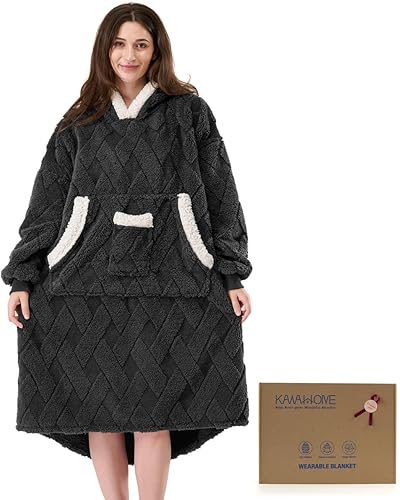 KAWAHOME Oversized Wearable Blanket Hoodie for Women Adult, Warm Cozy Soft 3D Pa
