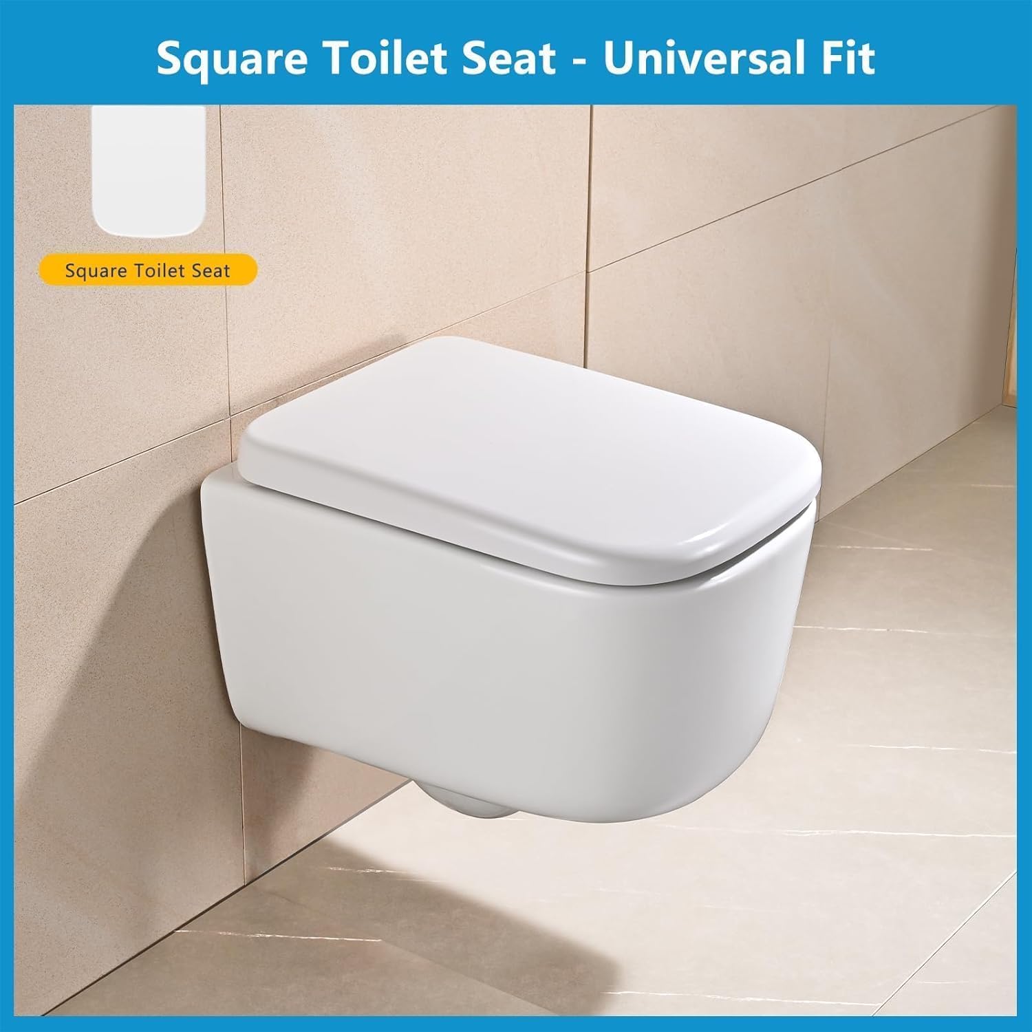 Tapa Wc Forma Cuadrado [Corto],YEAUPE PRO Asiento de inodoro cuadrado con cierre suave y liberación rápida para una fácil limpieza,universal para inodoros de forma cuadrada,42,4 * 36,2 * 4,4CM