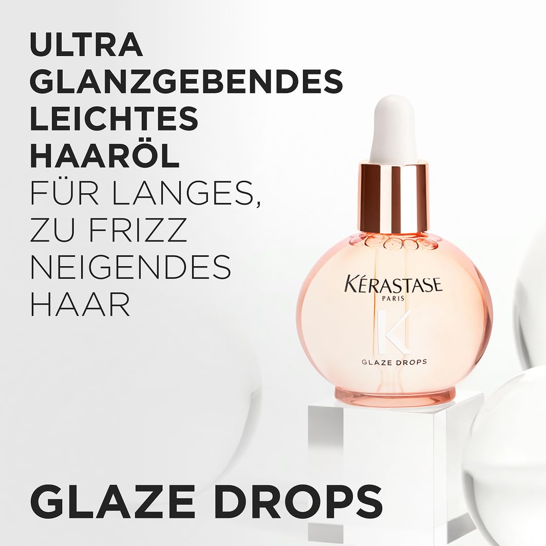 Kérastase Gloss Absolu Glaze Drops, Leichtes Haaröl für langes, zu Frizz neigendes Haar, Mit Wildrosenöl, Für ultimativen Glanz & Geschmeidigkeit, 45ml