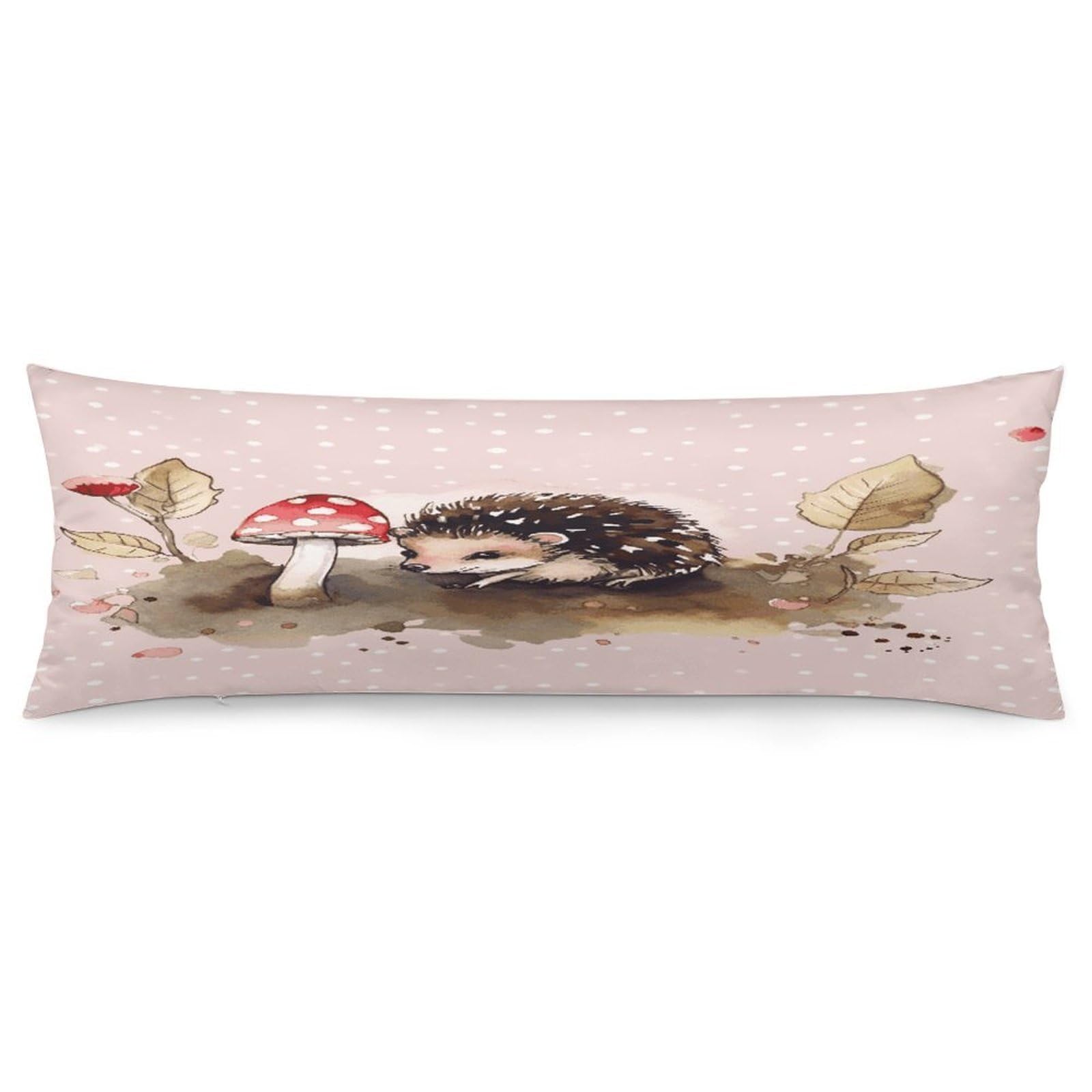 Hedgehog Watercolor Painting Body Pillow Cover Luxury Long Body Pillow Pillowcase with Hidden Zipper Breathable Soft Cozy Pillow Case Wrinkle Fade Resistant Pillowcase 20''×54''