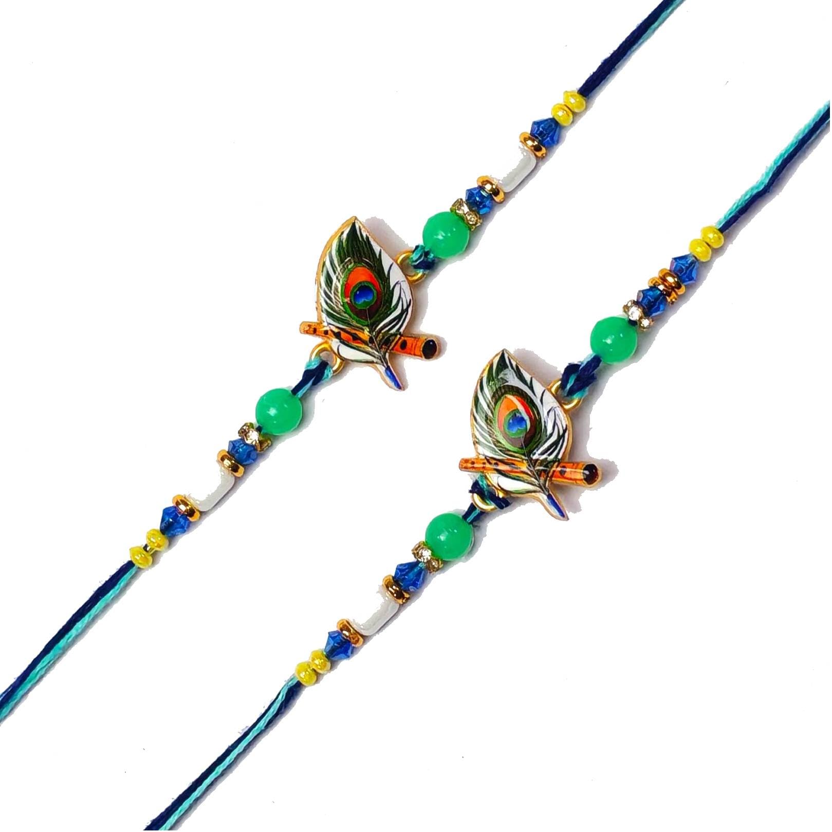 2 Pc Premium Handmade Evil Eye Rakhi Set for Brother | Designer Evil Eye Rakhee Combo for Bhaiya, Protective Rakhdi Cotton Thread Bracelet Veer Rakhi Raksha Bandhan Gift Combo Set-image-25