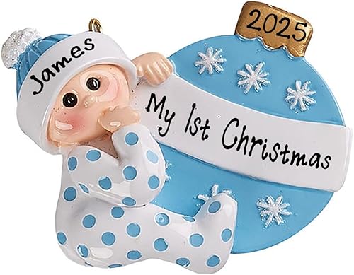 Miniatura 3 de HOBBY HOME ACCESSORIES Adorno personalizado de la primera Navidad del bebé  Adorno de árbol de bola de bebé de Navidad 2022  Lindo sombrero de pañal
