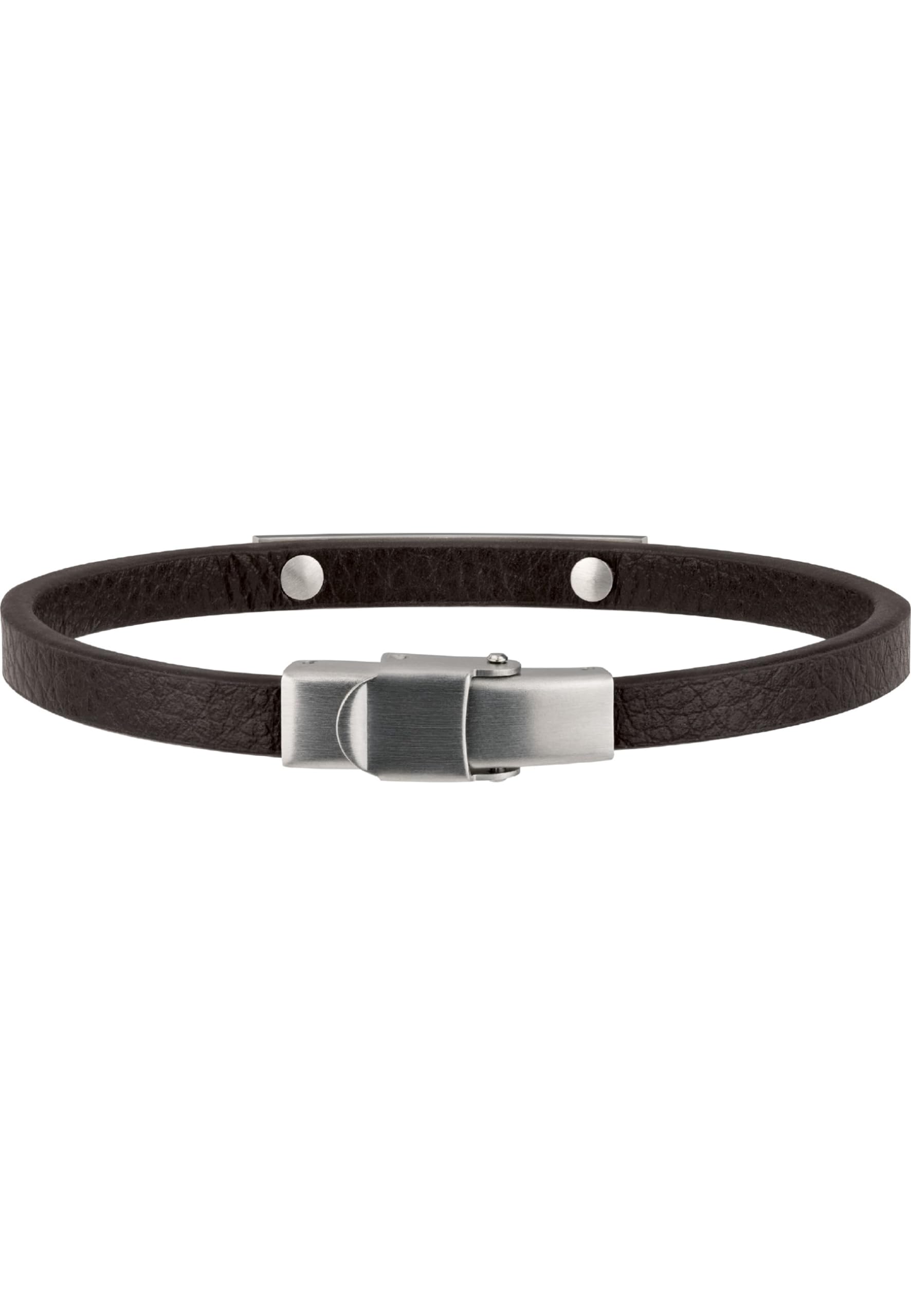 Breil, Collezione Bridge, Bracciale Uomo in Pelle e Acciaio Specchiato-Satinato, con Logo, Pratica Chiusura a Gioielleria, Idee Regalo Uomo, Lunghezza Regolabile 22.5 cm