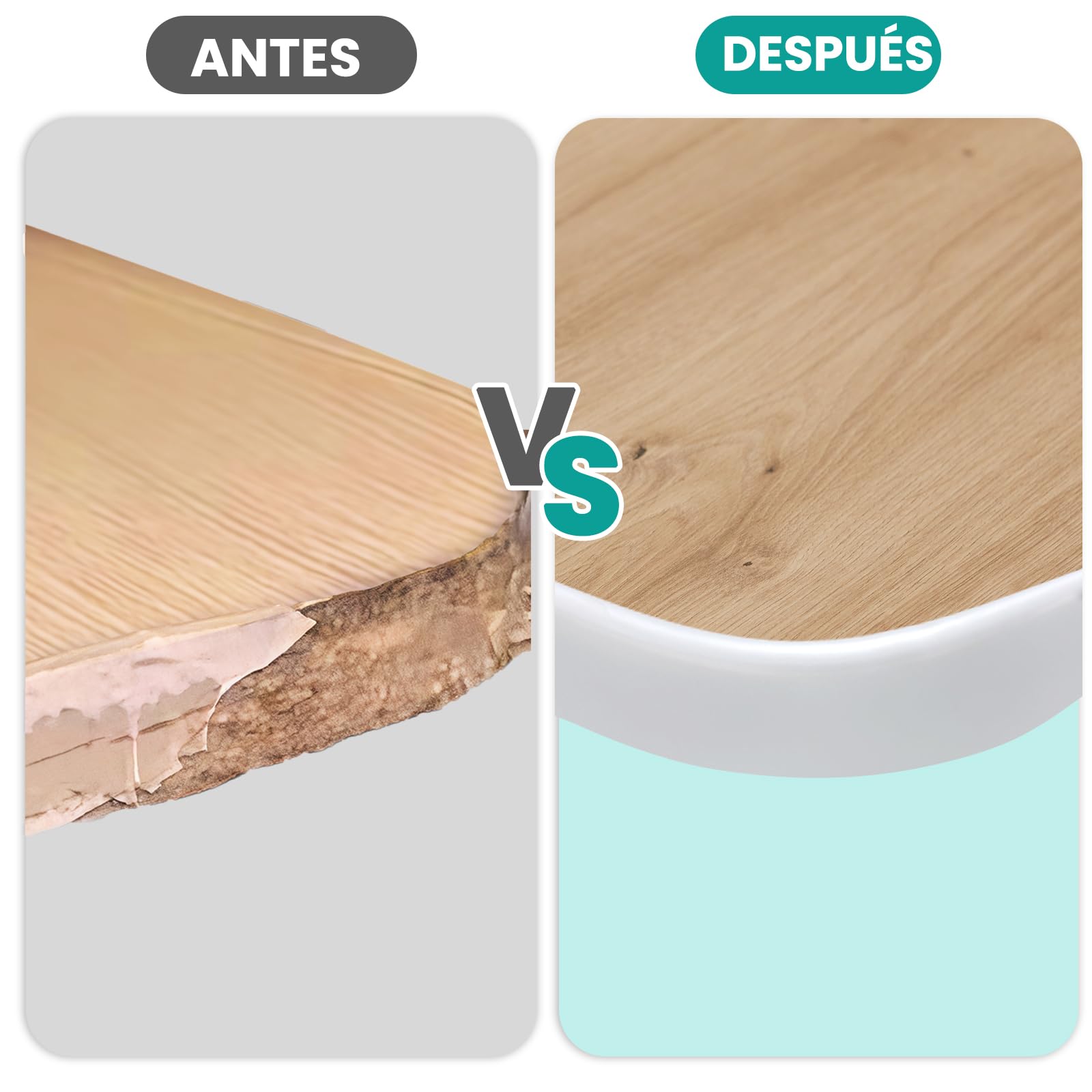 LeapBeast Forma U Cinta de Madera Cantos, 5M TPE Adhesiva Perfil Goma Cantoneras Cubrecantos, Silicona Cinta Tiras de Cantear - Bordes Mesa Muebles Protector