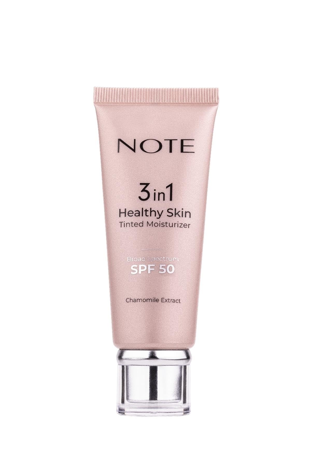 Note Cosmetics 3 in 1 Healthy Skin Light Tinted Moisturizer 50 SPF Renk Ton Eşitleyici Aydınlatıcı Krem, 00 Açık Ton