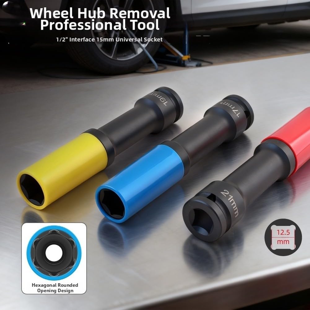 Set di chiavi a bussola estese per ruote da 150 mm a portata lunga 17 mm 19 mm 21 mm per cambio pneumatici in acciaio cr-v con manicotto protettivo per riparazione auto camion