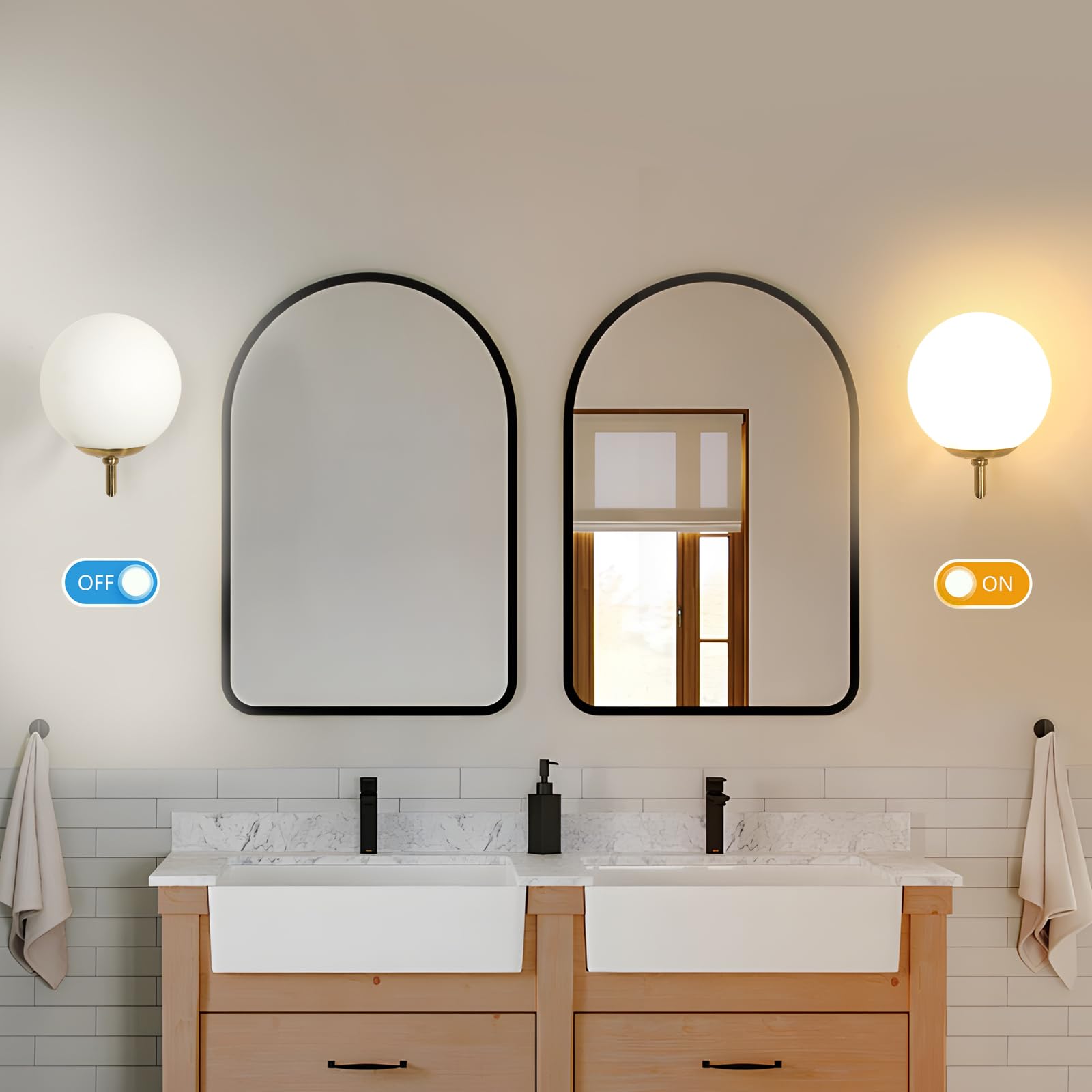 Goeco Applique da Parete Interno Oro, E27 Lampada da Parete di Sfera Vetro Moderna, Lampada a Muro a Forma di Lanterna per Camera da letto, Soggiorno, Corridoio, Senza Lampadina, Paralume Dia.15 cm