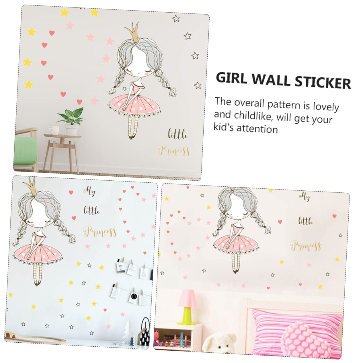 Hohopeti 3piezas Pegatinas De Coronas Infantiles Para Paredes Decoración Divertida Para Habitaciones De Guarderías y Kindergarten Para Superficies Lisas Estilo Amigable y Atractivo