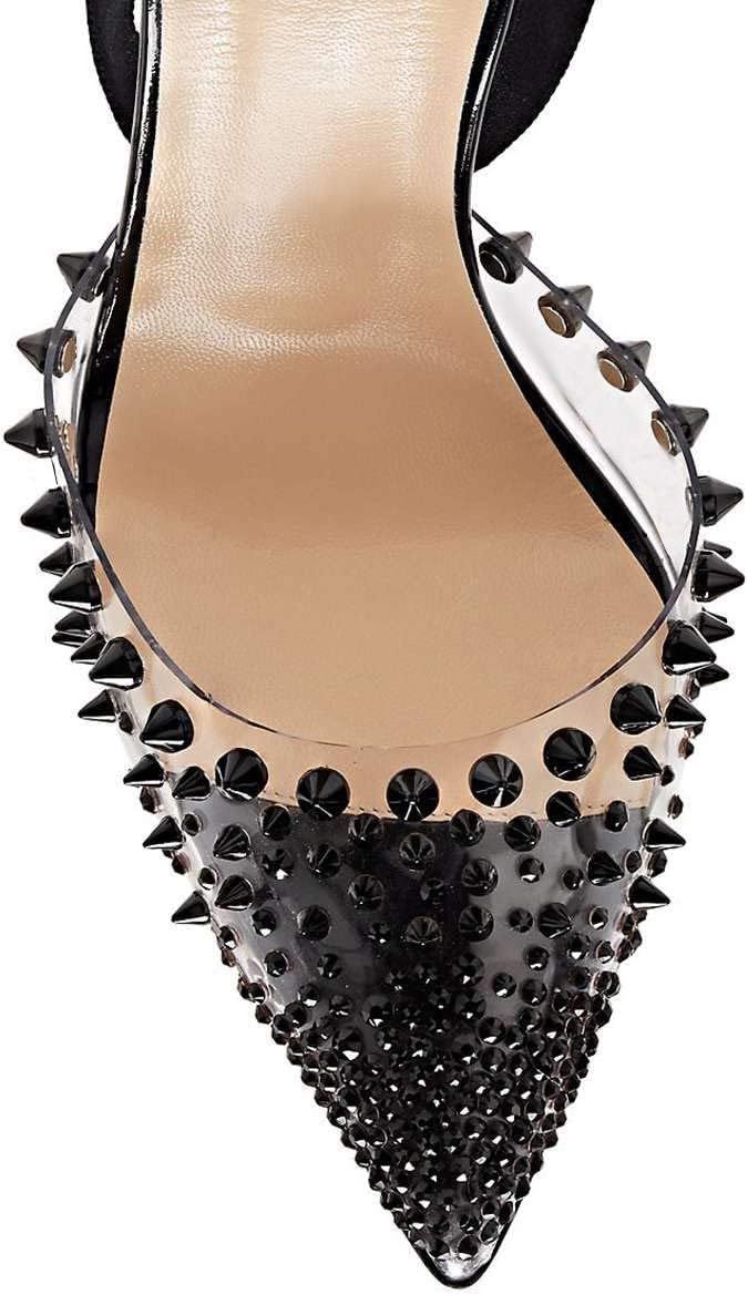 FSJ Women High Heel Ankle Strap Sandals Pointed Toe Rivets Pumps PVC Club Dress Shoes with Studs Fashion Size 4-15 US - Image 3