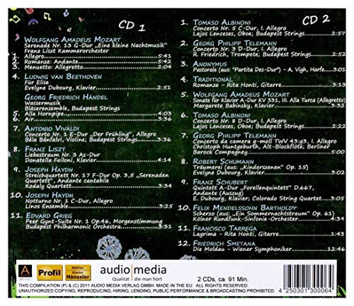 Klassik für Kinder: Ausgewählte Werke für kleine Hörer unter anderem von Beethoven, Mozart, Vivaldi, Liszt, Schubert und Händel, 2 CDs (AUREA Classic)