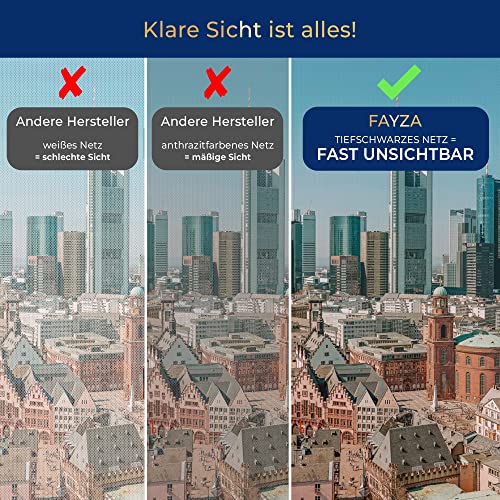 FAYZA Fliegengitter Fenster groß 1,50x2,50m für bodentiefe Fenster - Premium Qualität - Insektenschutz Fenster - Moskitonetz - Fliegennetz Fenster - Insektenschutznetz - Mückenschutz - Mückennetz