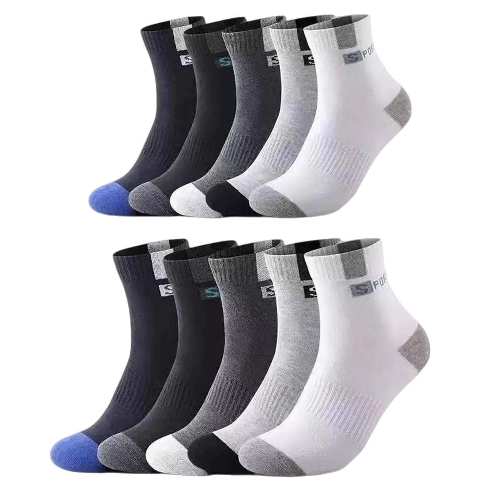 MOGSA Calcetines de 10 pares de calcetines bajos, transpirables, deportivos, informales, para hombre