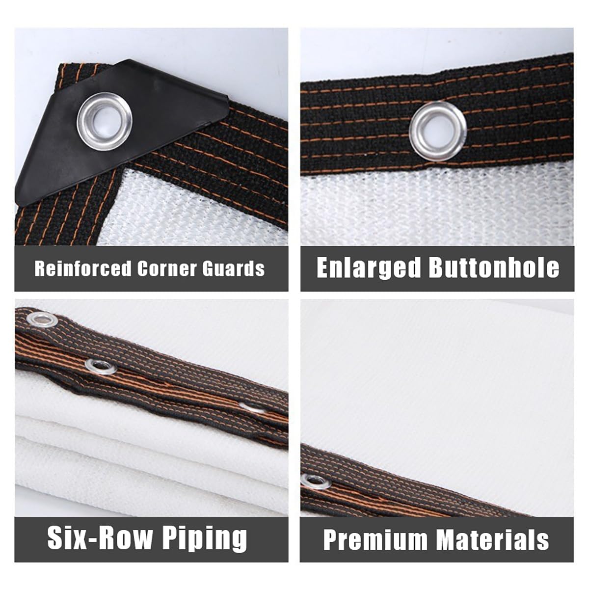 Schattierungsnetz Weiß 60% Shading Rate, HDPE Schattennetz mit Ösen für Gewächshaus und Pflanzen, UV-Schutz und Lichtdurchlässig 1x3.0m 2x6m 4x8m 8x9m