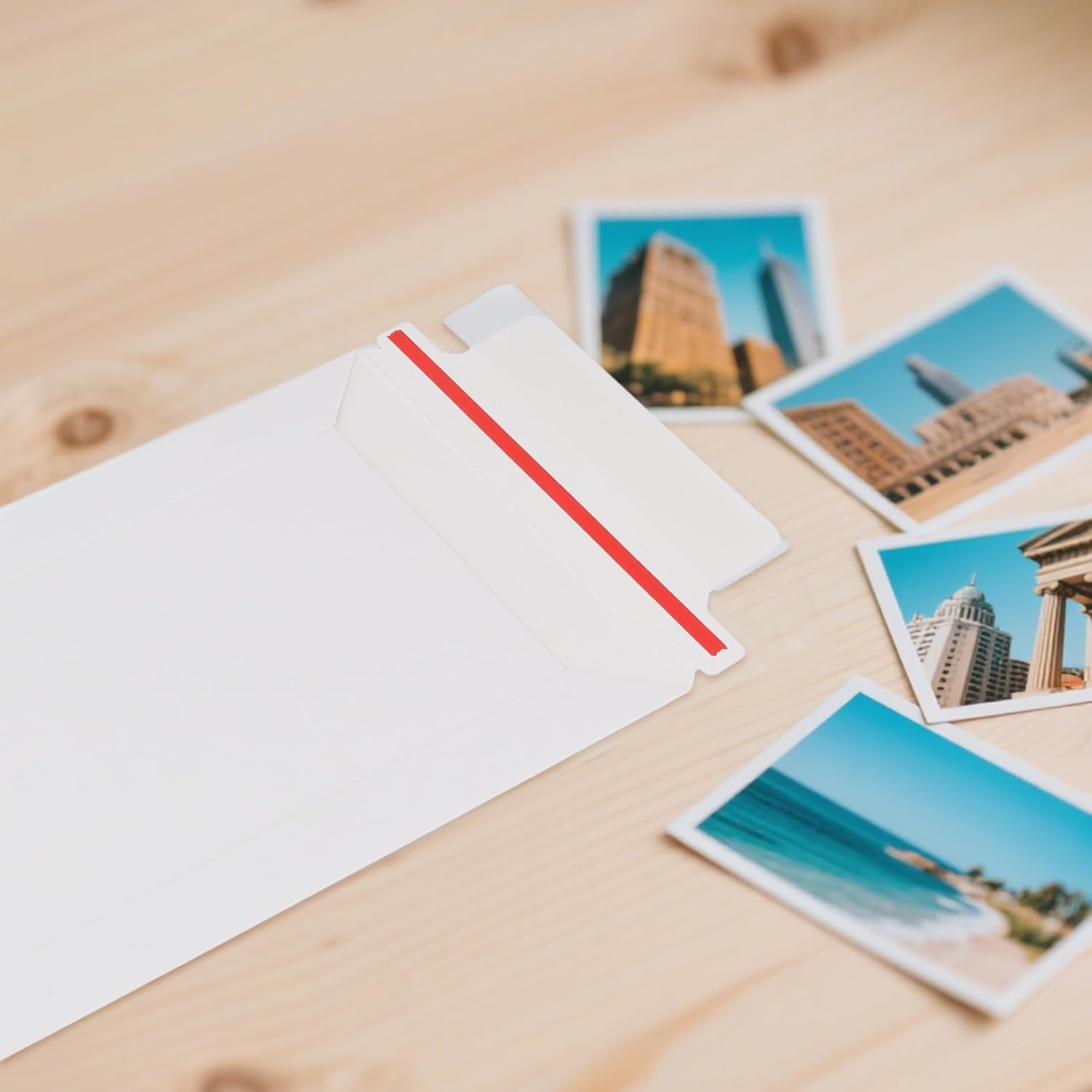 SINJEUN 200 Pack Rigid Mailers, 250 gsm Self Seal White Cardboard Envelopes, Stay Flat Envelopes for Files, Photos, Pictures, Papers - Image 7