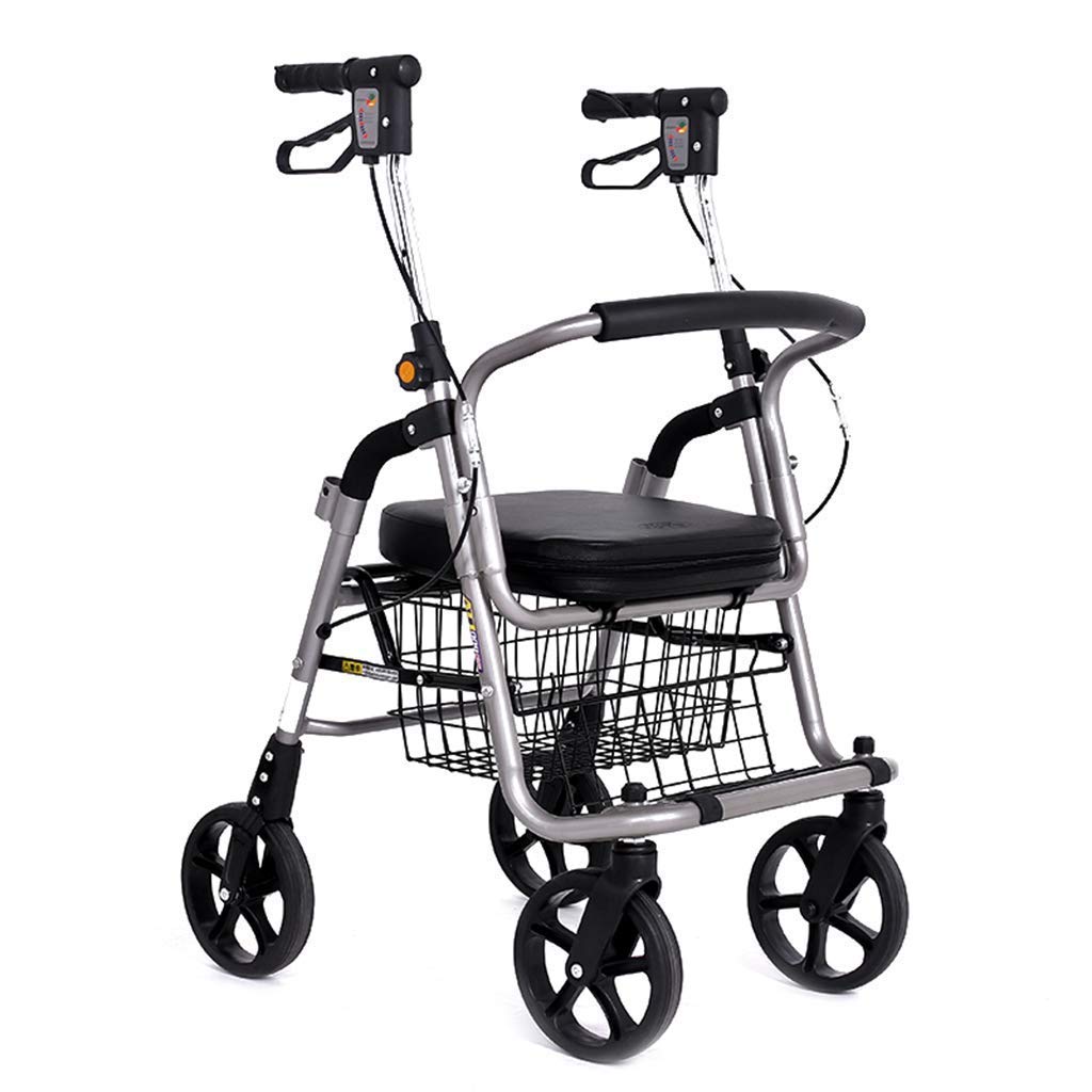 Andador para Personas Mayores con Asiento Plegable y 4 Ruedas,Andador con Andador con Asiento y Ruedas - y Silla de Transporte