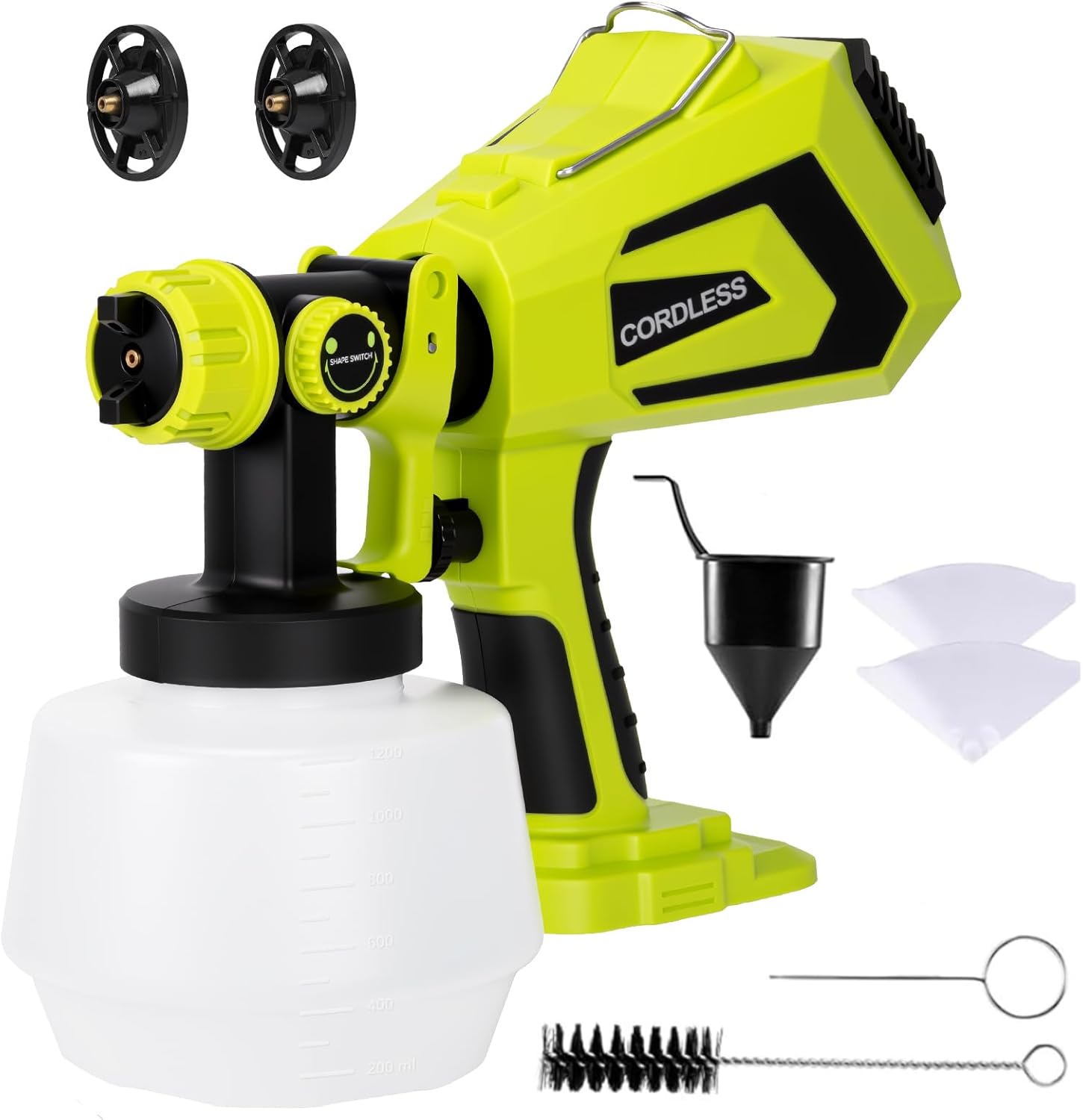 Cordless Paint Sprayer for Ryobi 18V Battery,Paint Sprayer Gun for House Painting, 1200ml Container Power Paint & HVLP SprayersFence, Door, Cabinets, Walls, Chairs etc(Battery NOT Included)