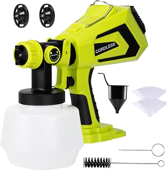 Cordless Paint Sprayer for Ryobi 18V Battery,Paint Sprayer Gun for House Painting, 1200ml Container Power Paint & HVLP SprayersFence, Door, Cabinets, Walls, Chairs etcBattery NOT Included