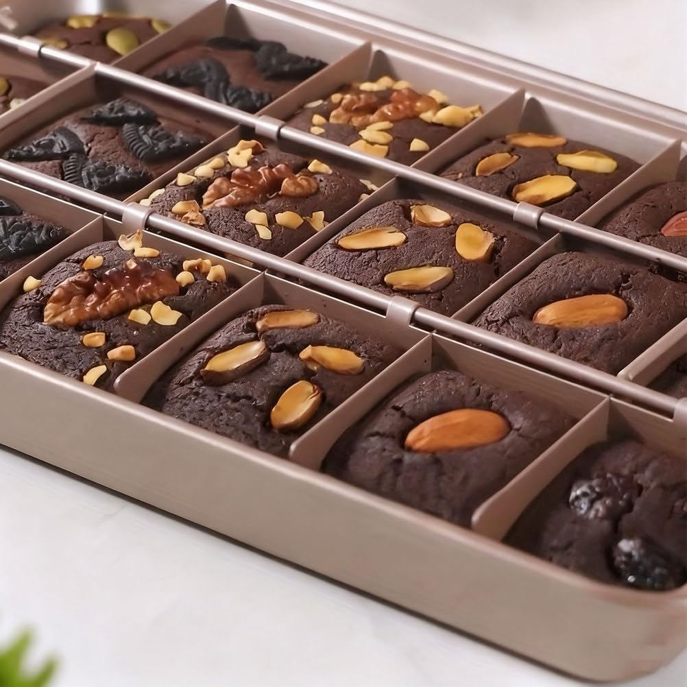 Rechteckige Antihaft-Backform mit Trennwänden und integriertem Hobel – perfekt für Kuchen, Fudges und Schokolade – 32 x 20 x 3,8 cm Backzubehör