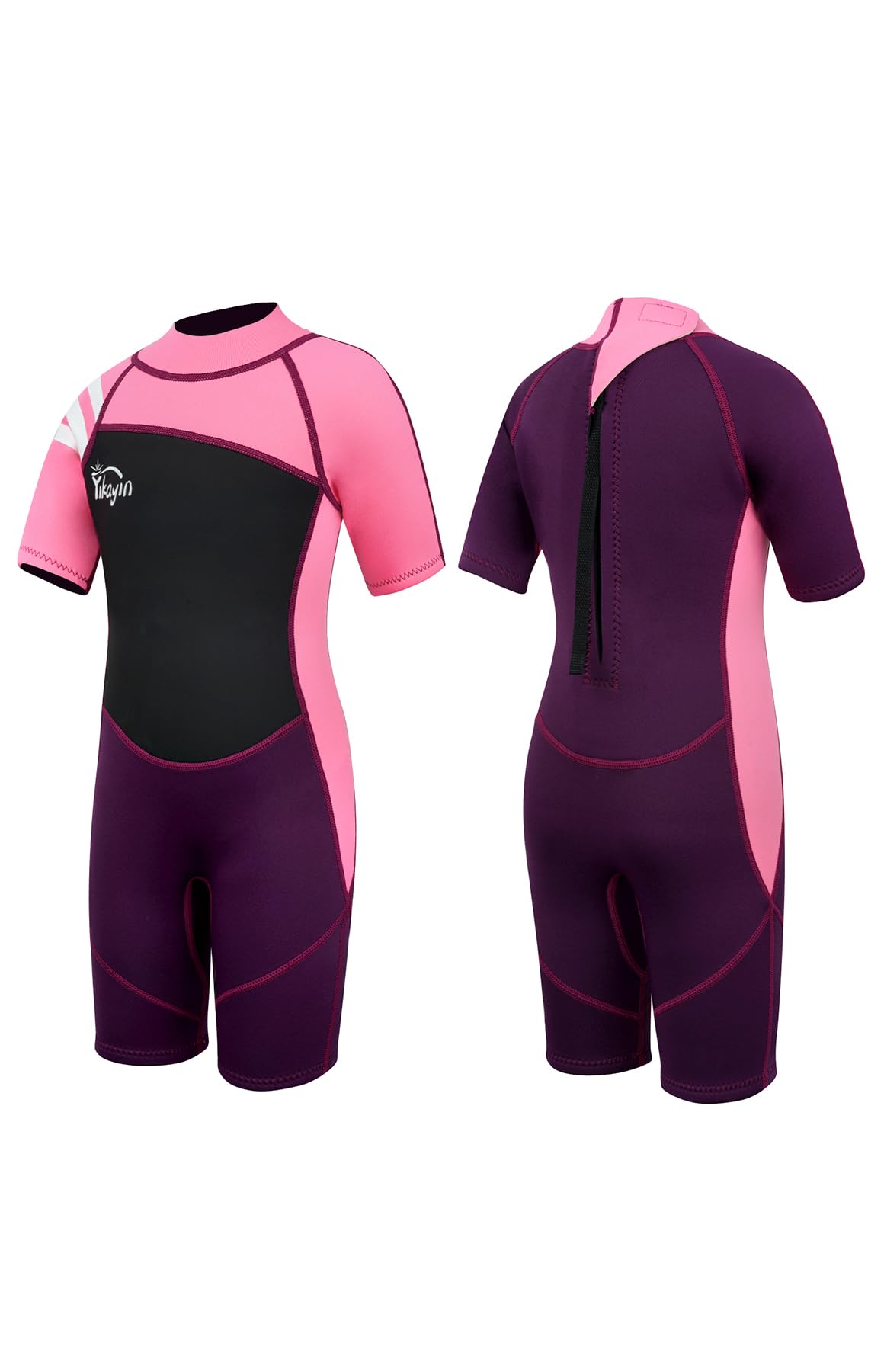 Yikayin Neoprenanzug Kinder Kurz, 2.5mm Neopren Shorty für Jungen Mädchen, Thermo UV Schwimmanzug Rückenreißverschluss zum Schwimmkurs, Tauchen, Surfen, Schnorcheln