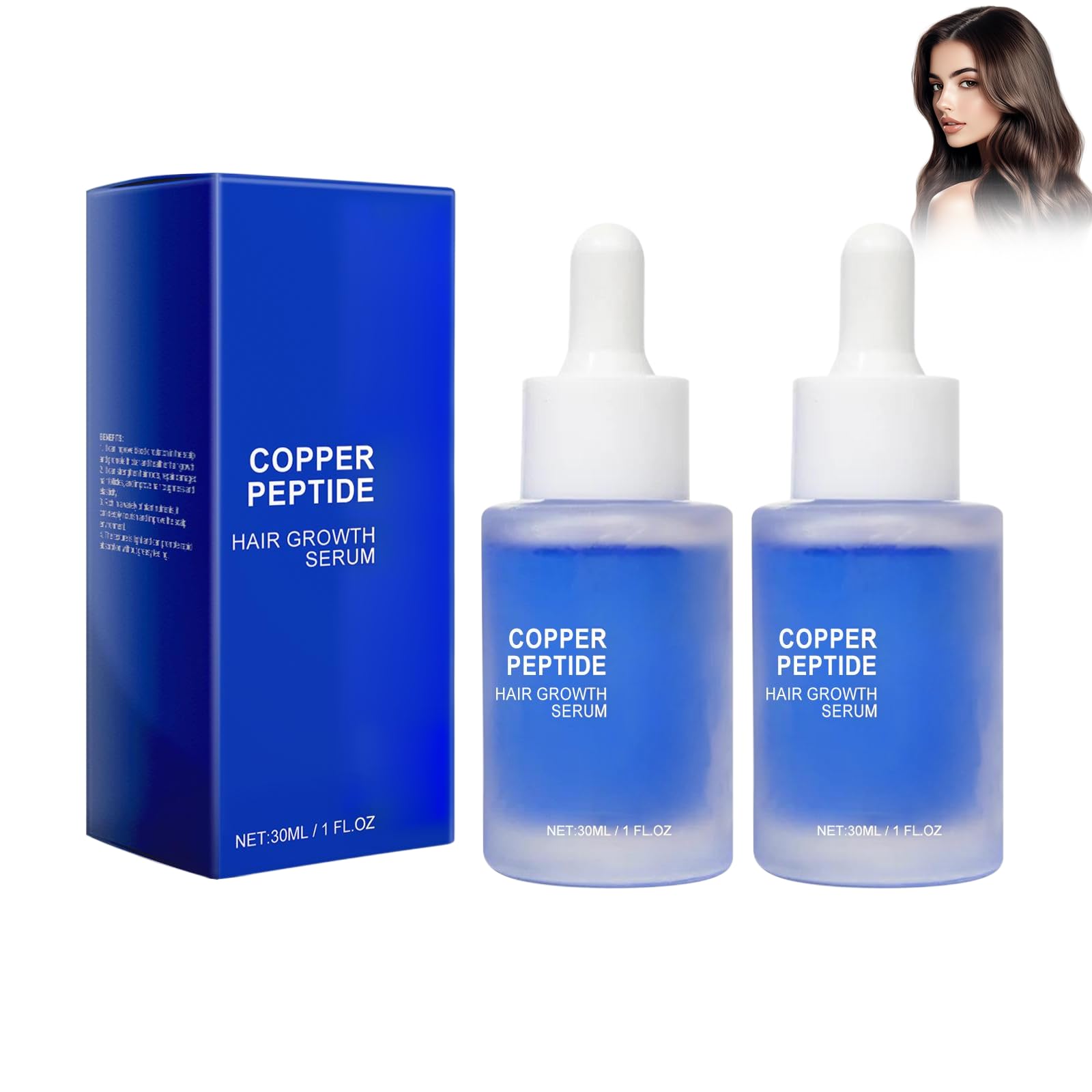 Miedziane peptydy serum do włosów, 2 szt. Serum do leczenia wypadania włosów, wzmacnia korzenie włosów, odżywia skórę głowy, rewitalizująca pielęgnacja włosów, odpowiednia dla mężczyzn i kobiet