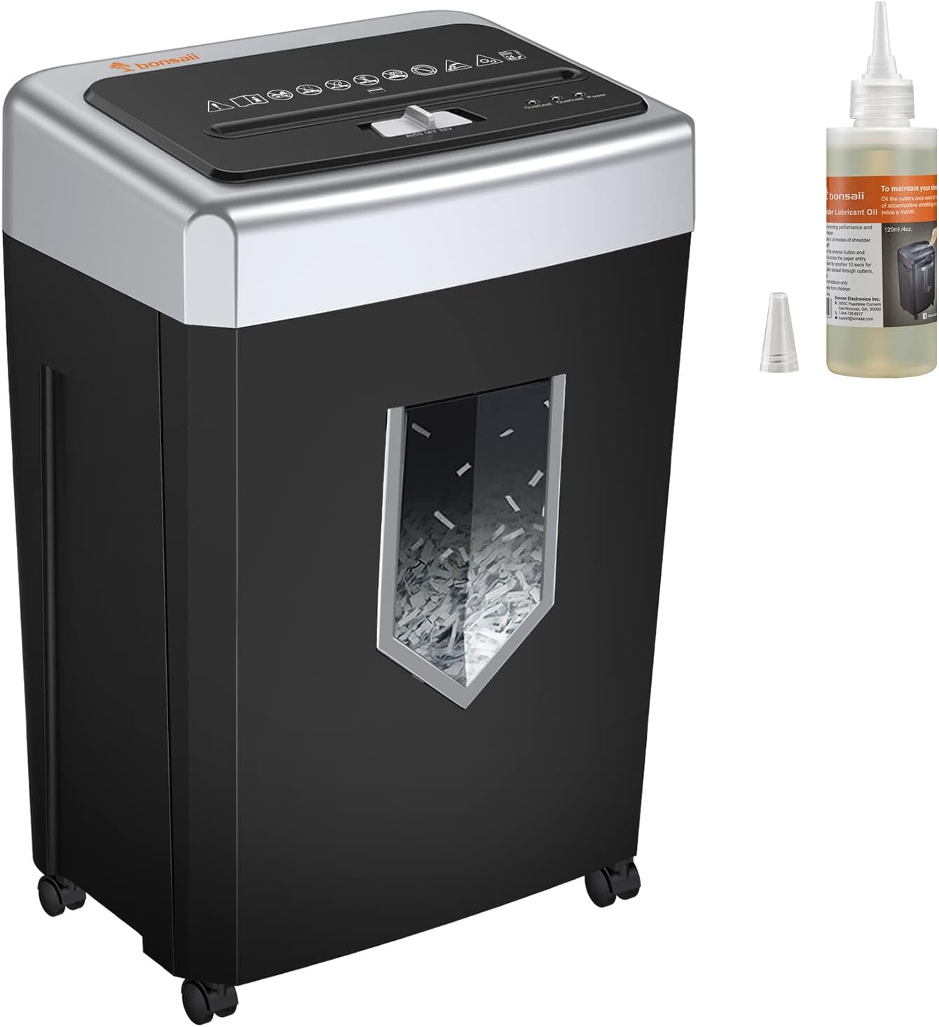 Bonsaii 14Sheet Crosscut Paper Shredder & 120ml Lubricant