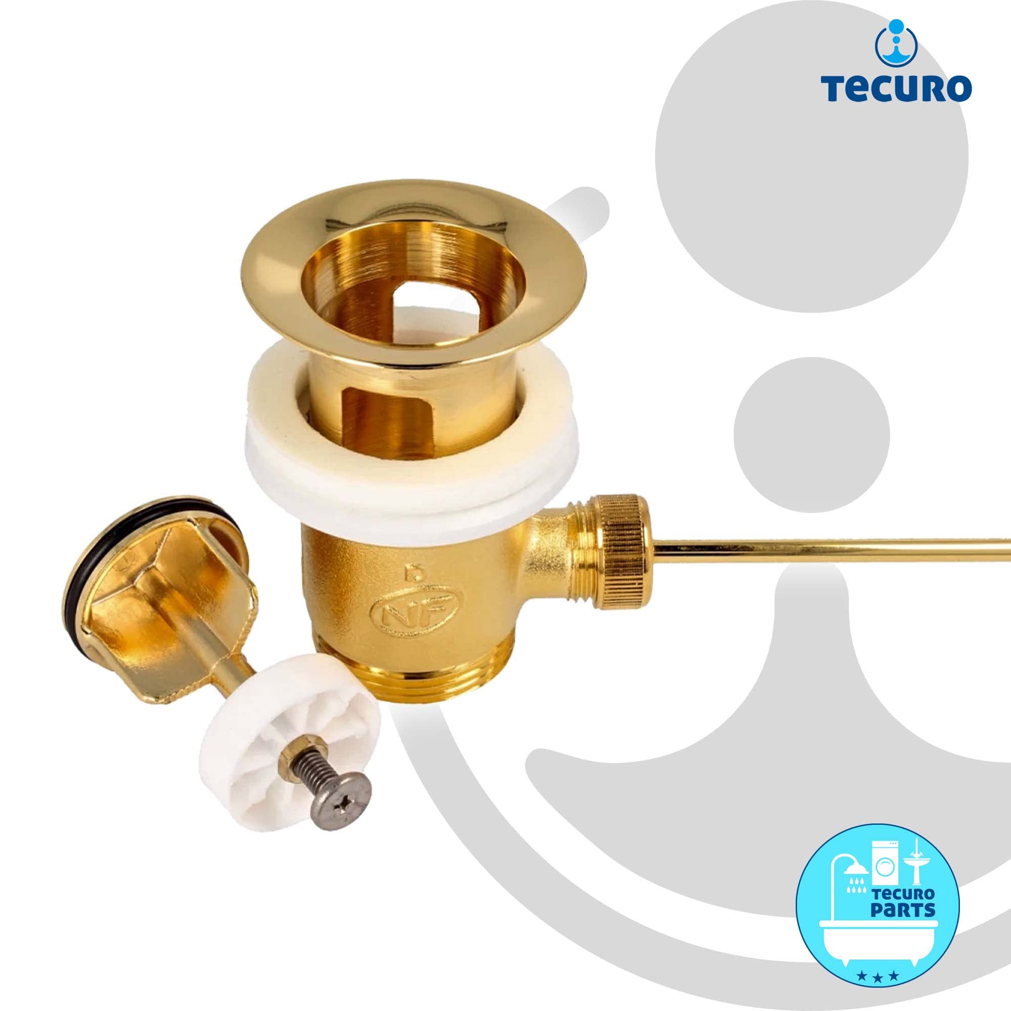 EW-HAUSTECHNIK Tecuro Juego de desagüe excéntrico, dorado, para lavabo