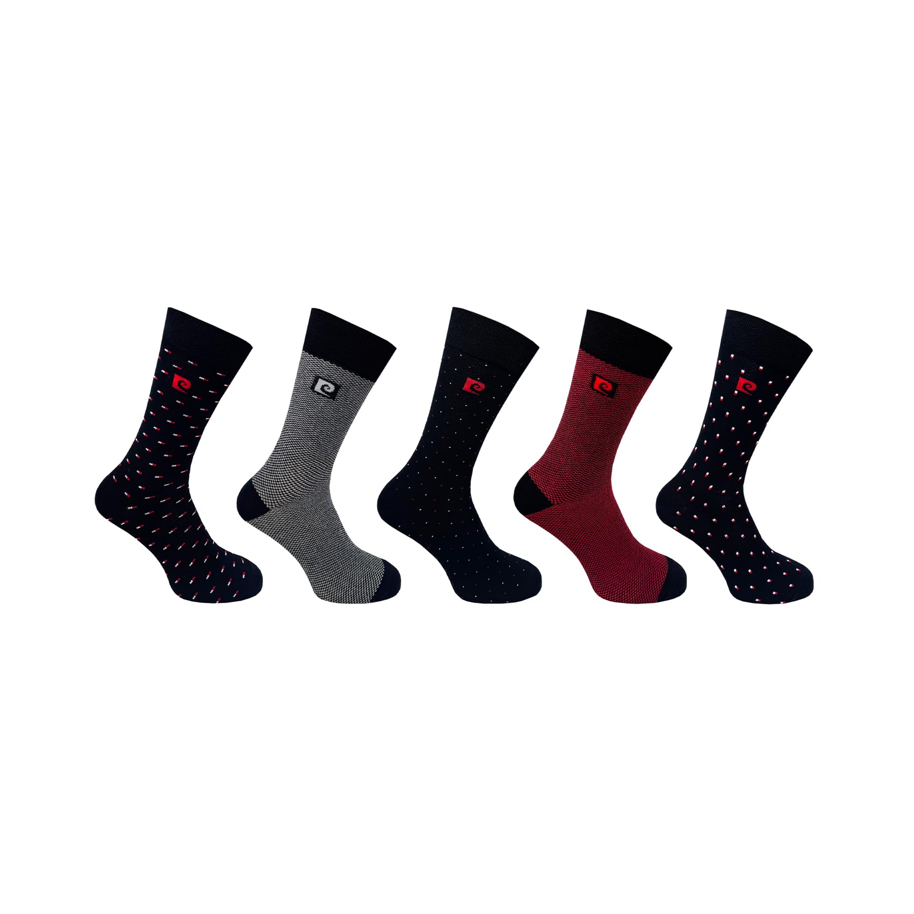 Pierre Cardin 5 Pack Mens Geo Design Socks Black Mix 7-11