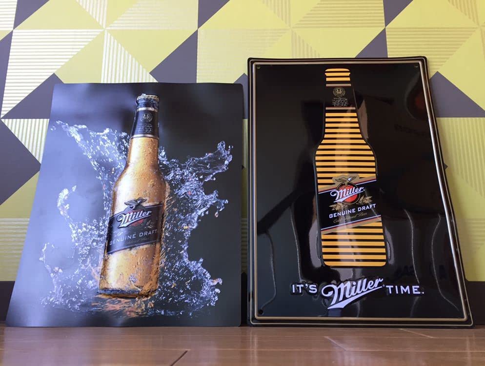 Amazon.co.jp: 希少品 ミラービール ブリキ ボトル 看板 壁飾り miller