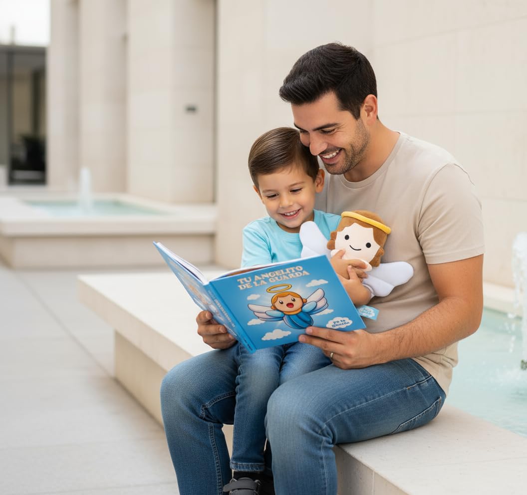 Pack Regalo Peluche Bebé Ángel 25cm y Cuento Infantil Personalizable – Regalo Bautizo Niño y Niña, Regalos Originales Bebés 1 Año, Cuentos Infantiles 3 años hasta 5 Años