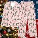 Women's Christmas Pajamas Button Down Long Sleeve Loose Lapel Shirt & Long Pants 2 Piece Lounge Set Pjs Sleepwear