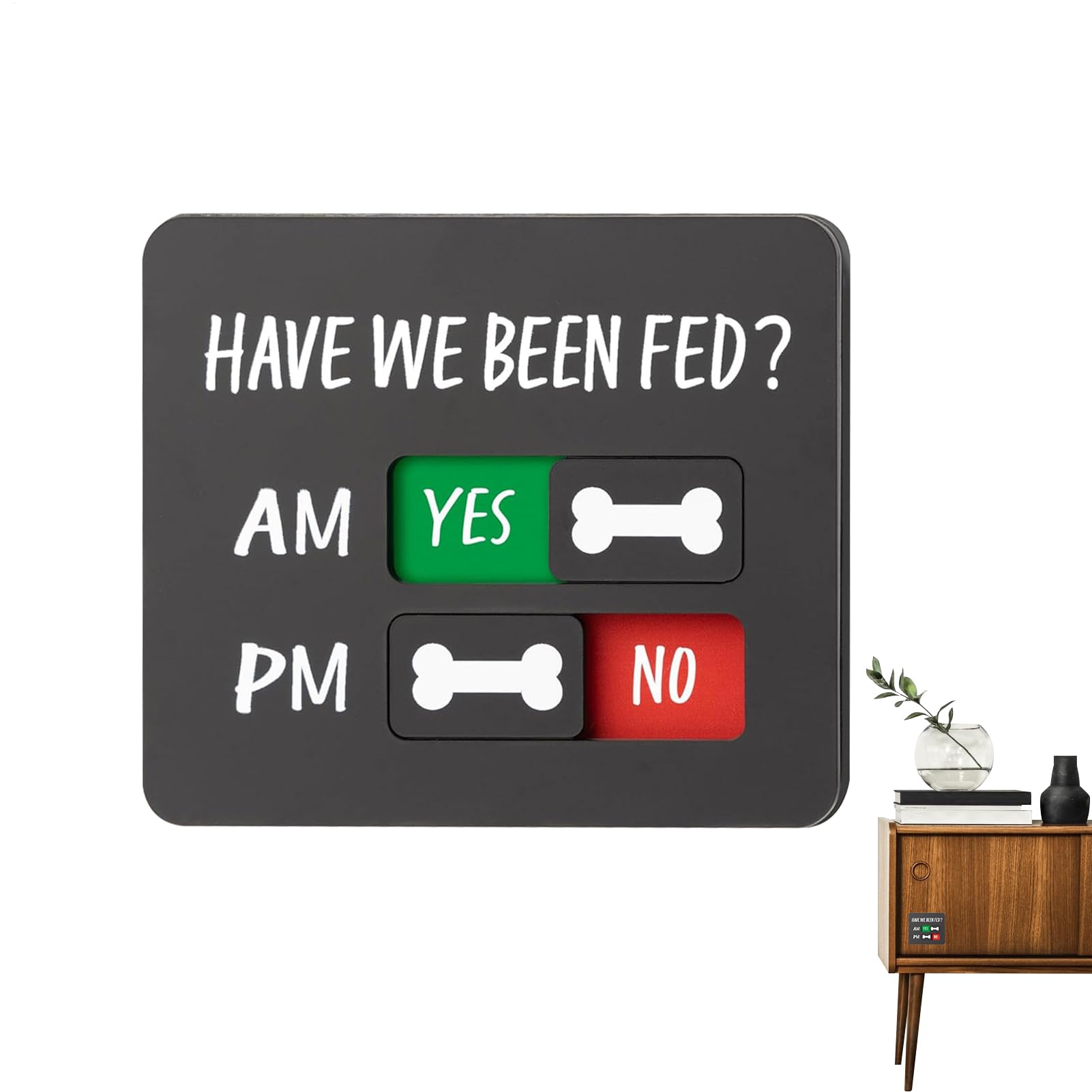 Derwrtup Dog Lined Sign, AM/PM Display with Yes/No Slider, Feeding Reminder for Dogs, For Daily Use on Wall, Refrigerator, Door, Cabinet, Home