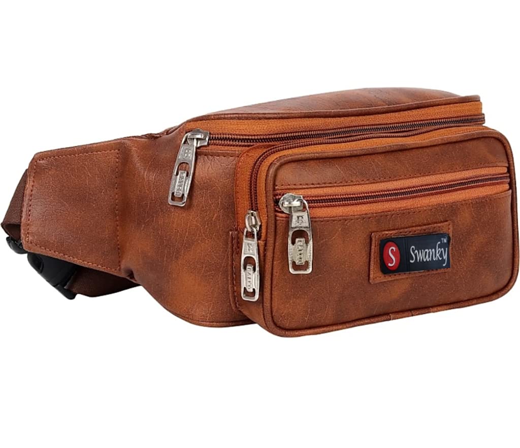 Leather Waist Pack Travel Bag for Money|Belt| Cards| Mobile|Documents|Books and Bills Dairy Pouch Cross Side Bags for Men Women. with Belt Stylish Waist Luggage Accessories with Trust, Brown-image-7
