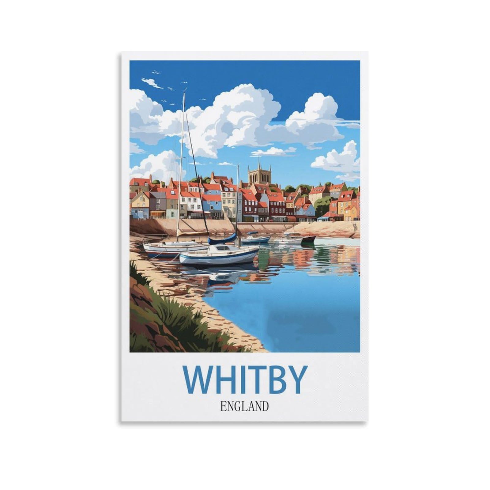 EZMLFA 5D Diamond Art Kits Adults,Whitby England,Gem Art,Crystal Kits Round Drill for Home Wall Decor Gifts,Women,Men 50x60cm