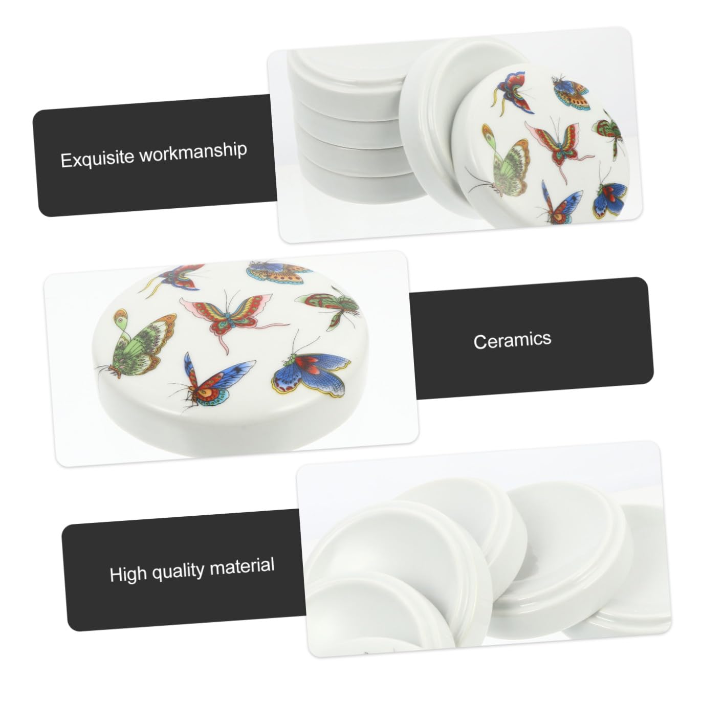 Tofficu Palette de Peinture en Céramique Ronde à 5 Couches avec Couvercle, Surface Polie et Faible Absorption d'eau, pour Peinture à l'huile et Aquarelle