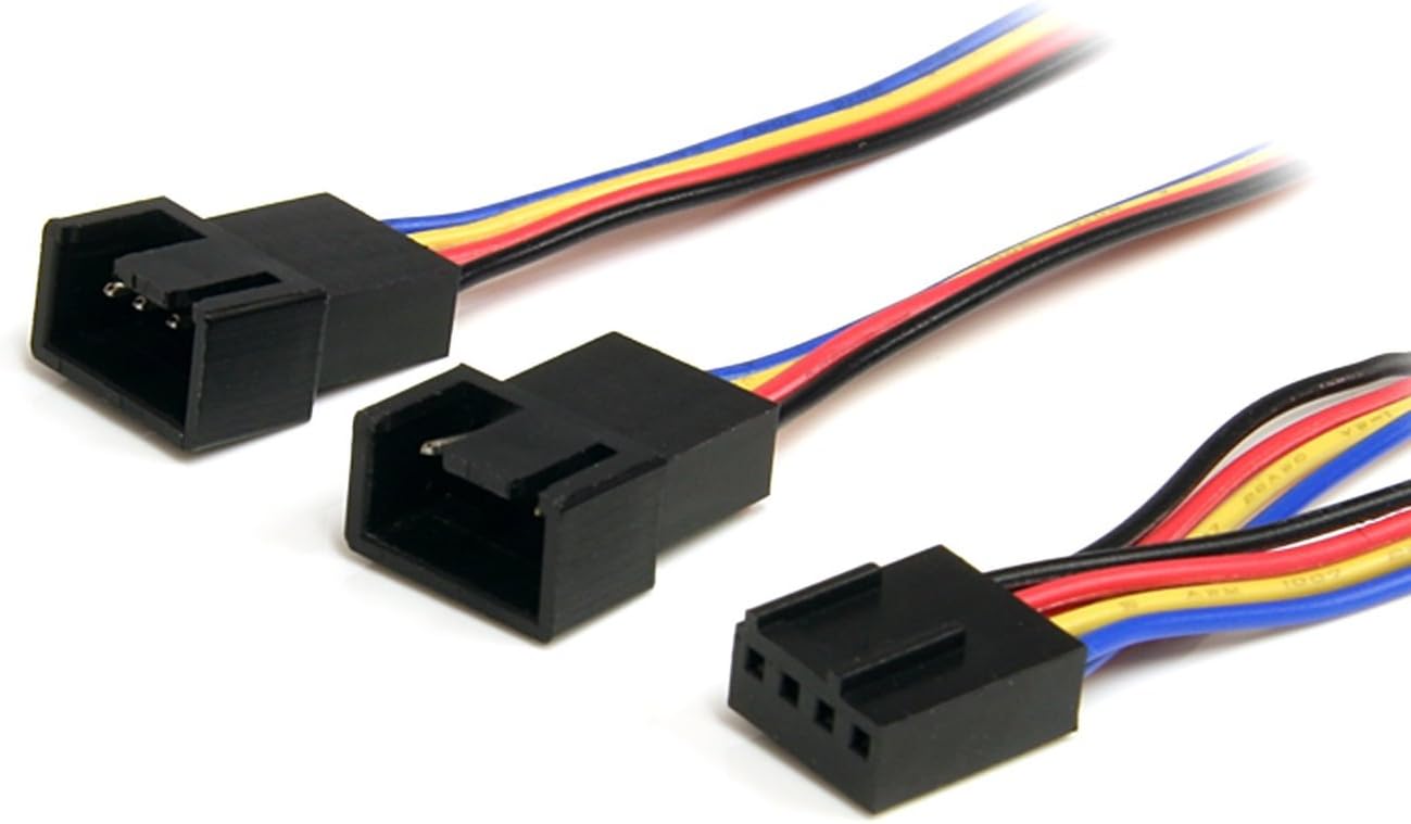 StarTech.com 12in 4 Pin Fan Power Splitter Cable - F/M - 1ft Fan Y Cable - 1ft 4-pin Fan Splitter Cable (FAN4SPLIT12)