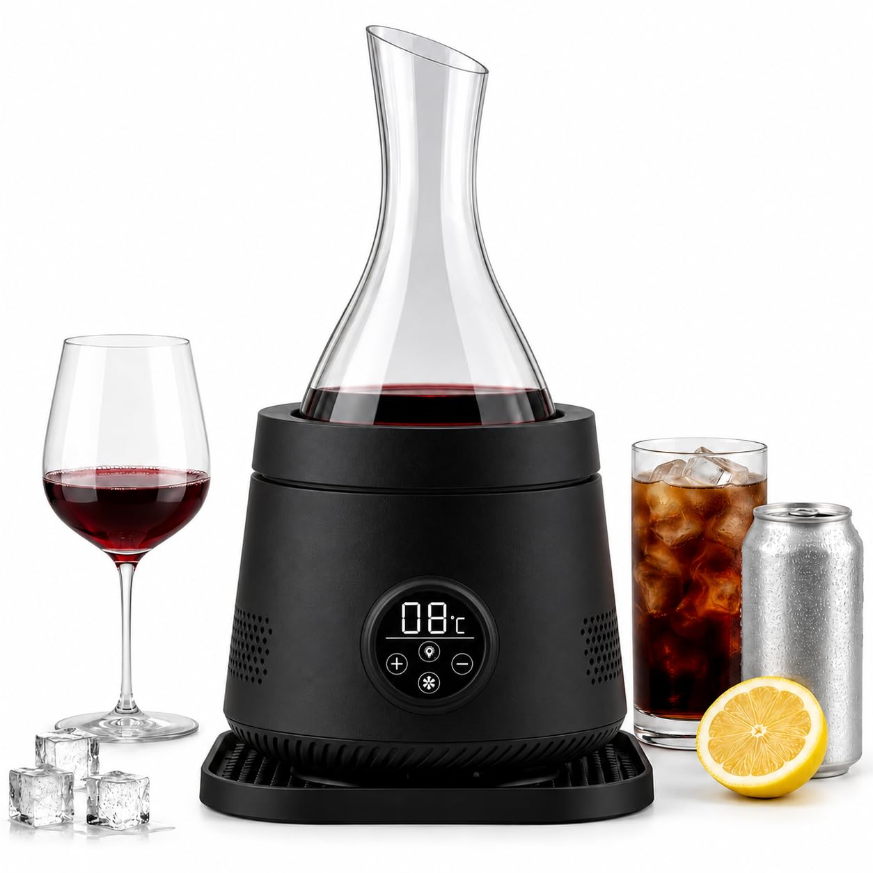 Aérateur et Distributeur électrique pour vin Rouge avec Refroidissement Black | Refroidissement rapide du vin, contrôle de température, écran LCD, accessoire de bar maison, service pour les fêtes