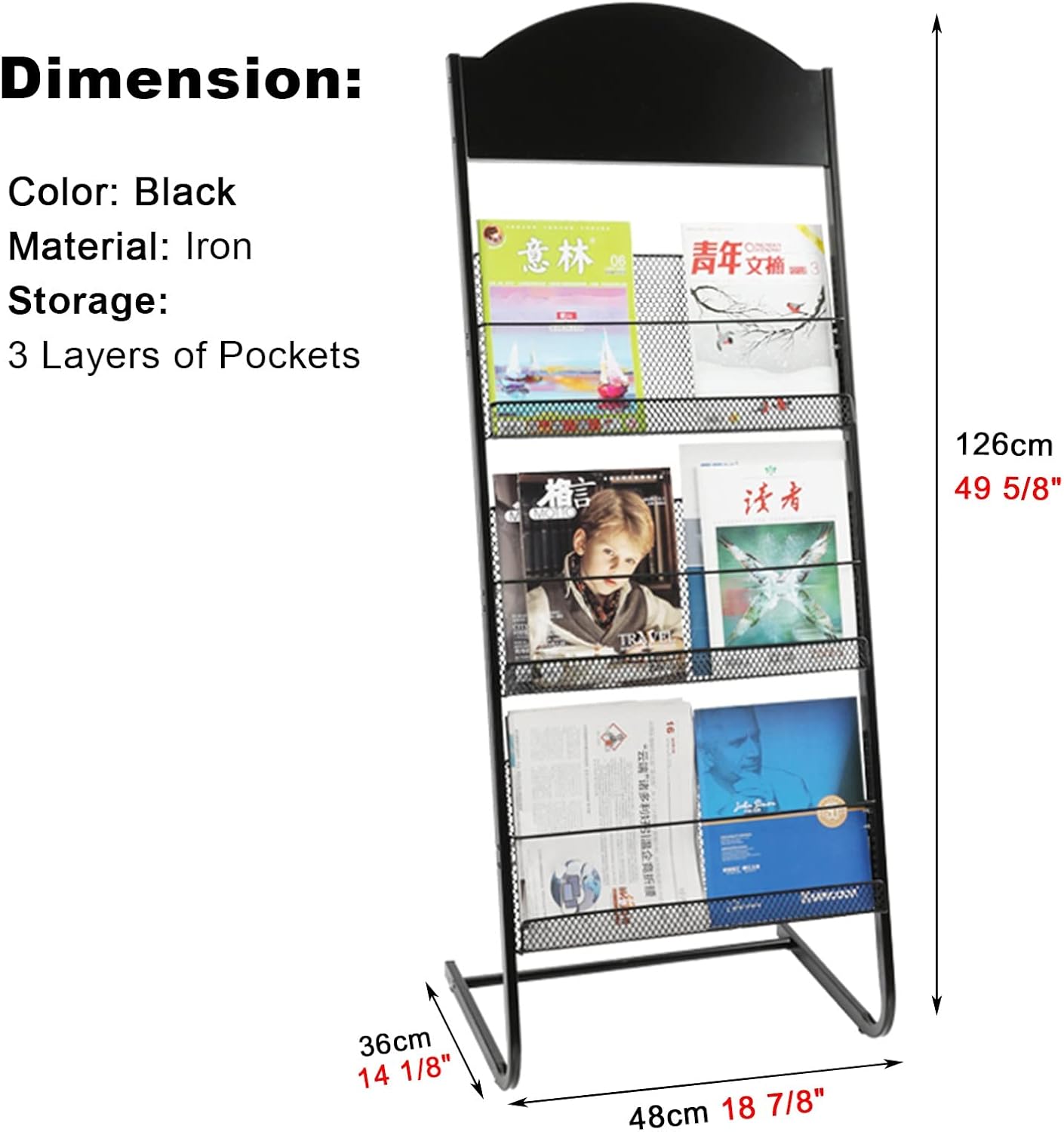 Newspaper Racks Portable Magazine Holder for Display, Metal File Information Magazine Stor