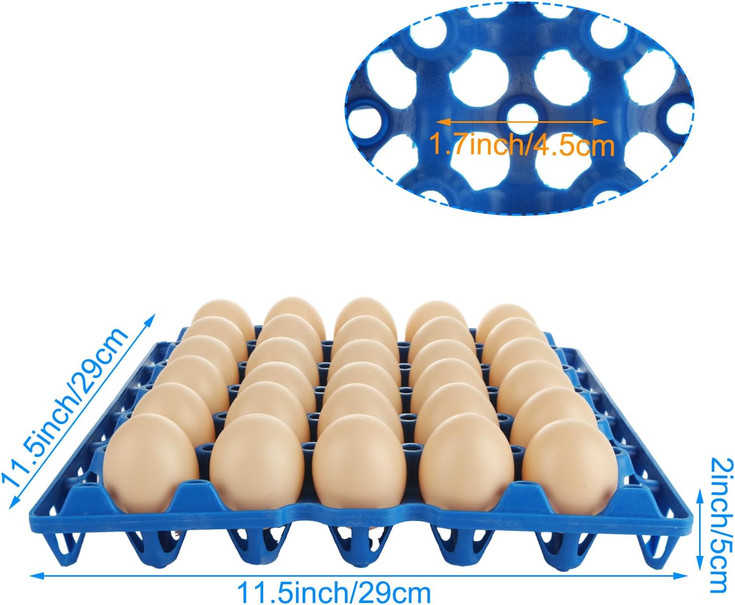 DAJAVE 12 Pack Plastic Egg Tray Egg Crates for Fresh Eggs, Blue 30-Egg Flats for Home Chicken Farmers, Stackable Eggs Cartons for Packing, Storage, Shipping