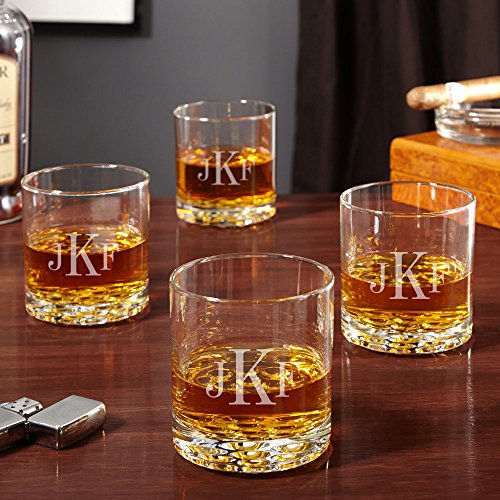 HomeWetBar Engraved Whiskey Glasses, Set of 4 Custom Whiskey Glasses for Men & Women