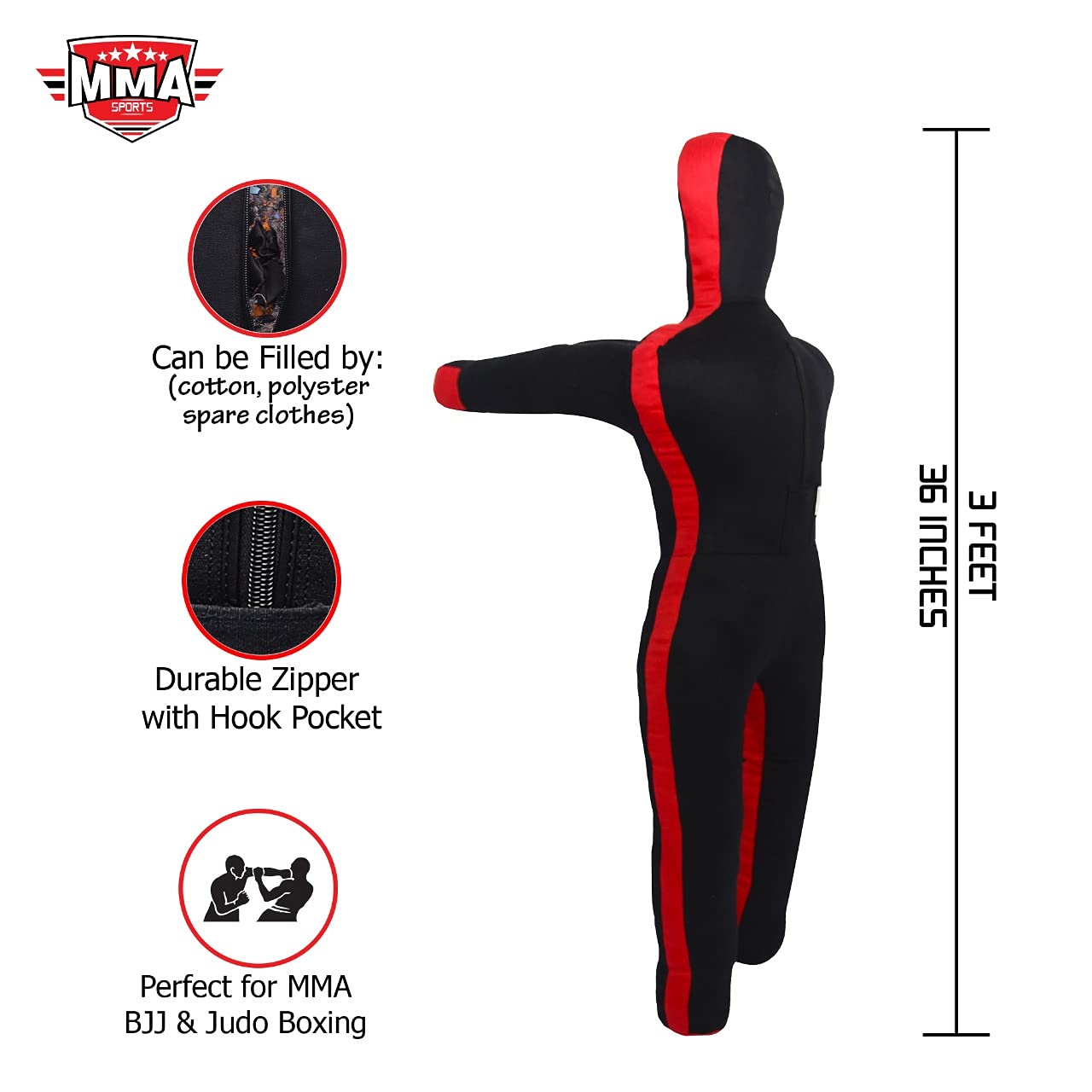 MMA Man-Shaped Dummy Punching Bag - UnFilled, for MMA, Muay Thai and Boxing
