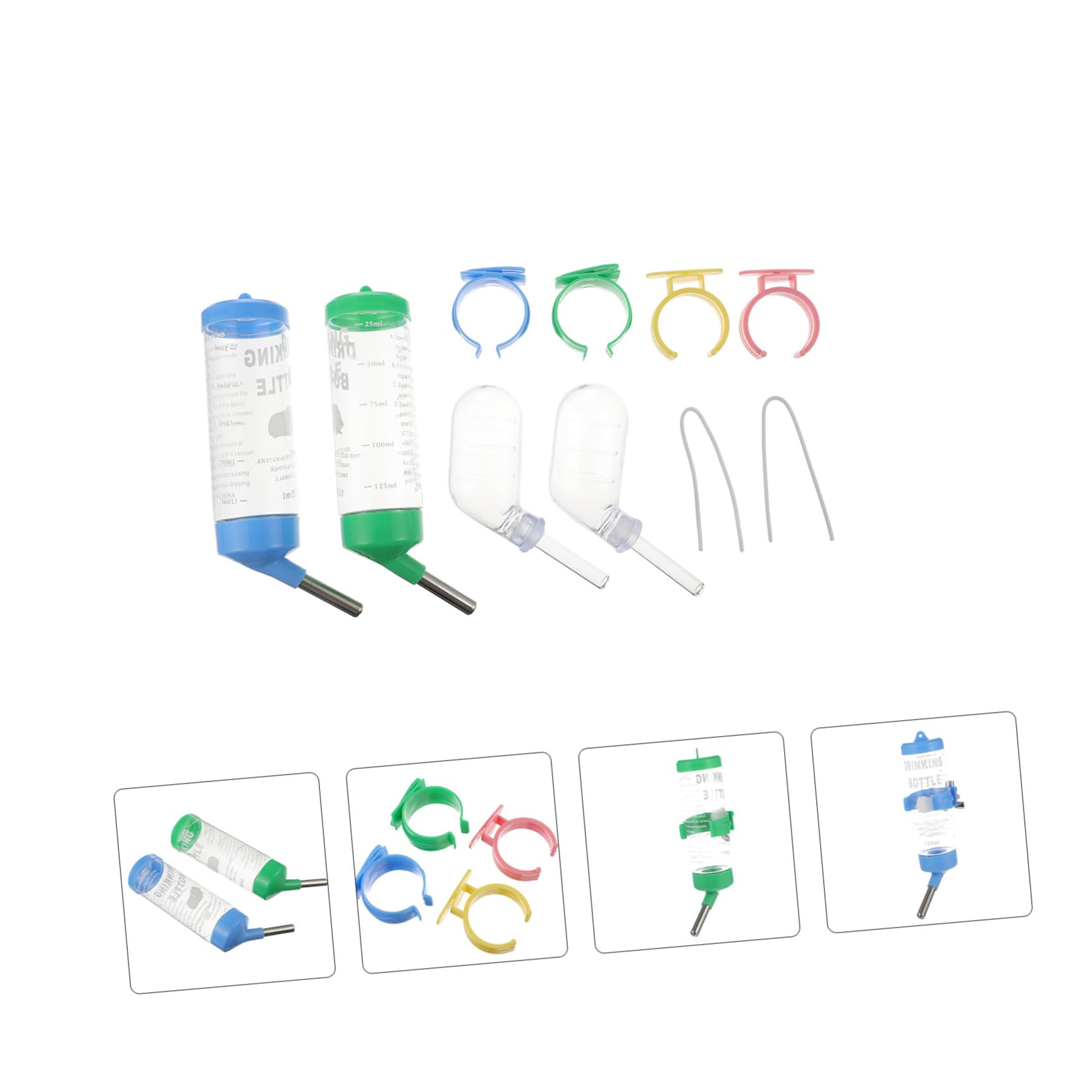 8piezas Botella De Agua para Pequeños Animales Dispensador para Hámster Cobayas y Erizos Diseño Antiderrame y Transparente