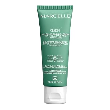 MARCELLE Clari-T Skin Balancing Gel-Cream, Vegan Face Moisturizer, 40 mL | 2% Salicylic Acid & Niacinamide, Clarifying & Exfoliating, Cruelty-Free, Hypoallergenic, Fragrance-Free, Non-Comedogenic
