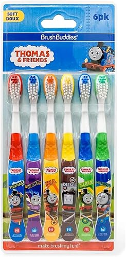 Brush Buddies Thomas & Friends - Cepillo de dientes para niños, cepillo de dientes para niños de 2 a 4 años, cerdas suaves para niños, paquete de 6