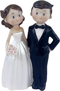 Bride and Groom Wedding Cake Topper, Resin Couple Figures Decorative Gift 4.7"