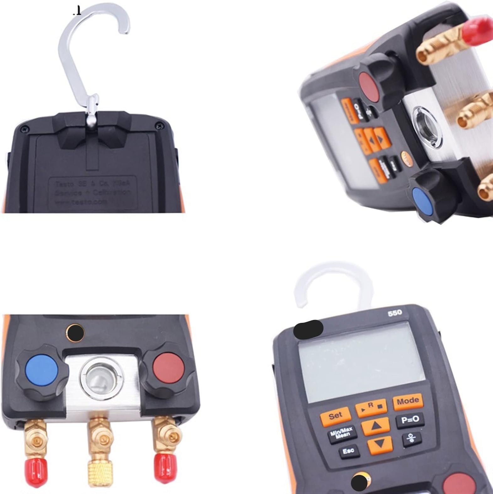 Power tester Testo 550 Pressuer قياس نظام التبريد الهواء ضغط الهواء اختبار مقاييس مانومتر مع 2 قطع مجسات المشبك 0563 1550 (Color : 2)