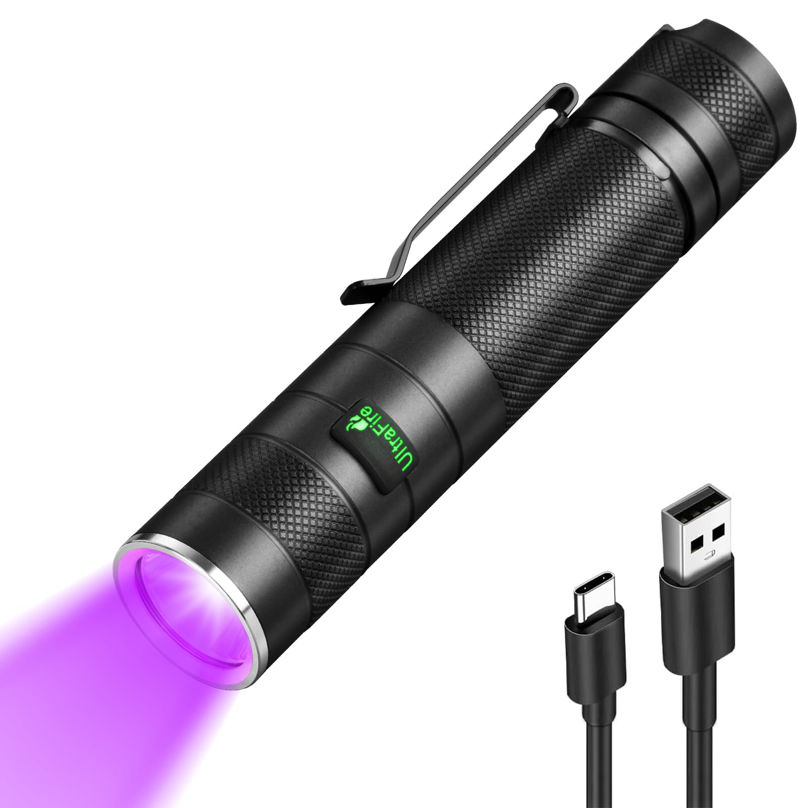 ULTRAFIRE 395nm UV Light Rechargeable UV Torch, 10W Powerful Woods Lamp, USB-C Black Light for Curing Resin, Detect Pet Urine Stain, Scorpion Hunting, Anti-Counterfeiting Verification