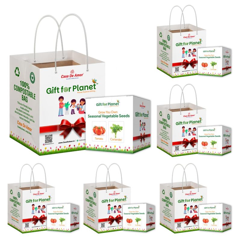 Image of Casa De Amor Gift for Planet Grow Your Own Vegetable Kit for Kids - DIY Gardening Kit with Pot, Seeds, Soil - Eco-Friendly Return Gift (Set of 6)